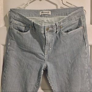 Madewell Sz 32 Navy-White Striped Jeans Ankle Zip